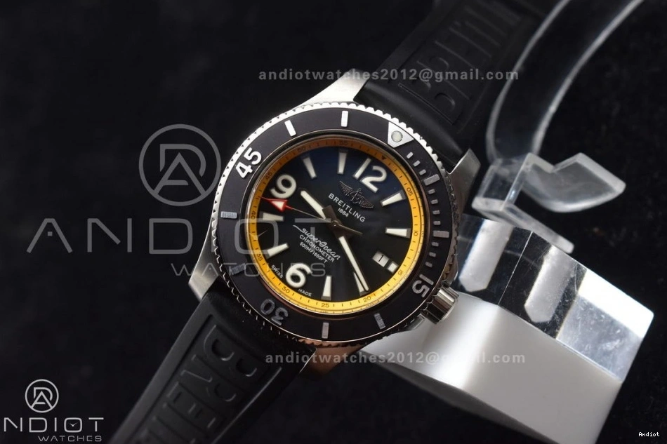 A2824 Bezel TF and Rubber Black On with 44 Dial Yellow Black Rehaut Edition 1:1 Superocean Strap Best Automatic 1128